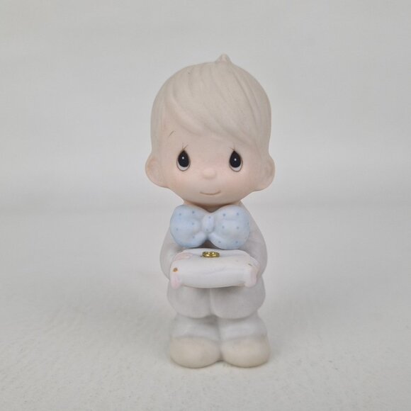 Precious Moments E-2833 "Ring Bearer" Retired Figurine Vntg +2 Ornaments - Picture 5 of 7